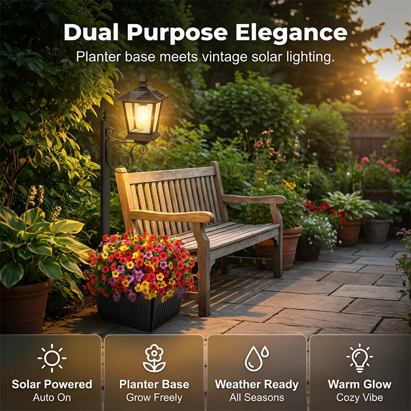 🌞🌷 Solar-Gartenleuchte mit Pflanztopf – Dekorativ & Energieeffizient