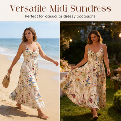 🌷 Midi Blumenkleid in Plus Size | Zarte Spaghettiträger ✨💖