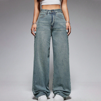 ✨🔥Damenjeans mit hoher Taille und geradem Bein👖
