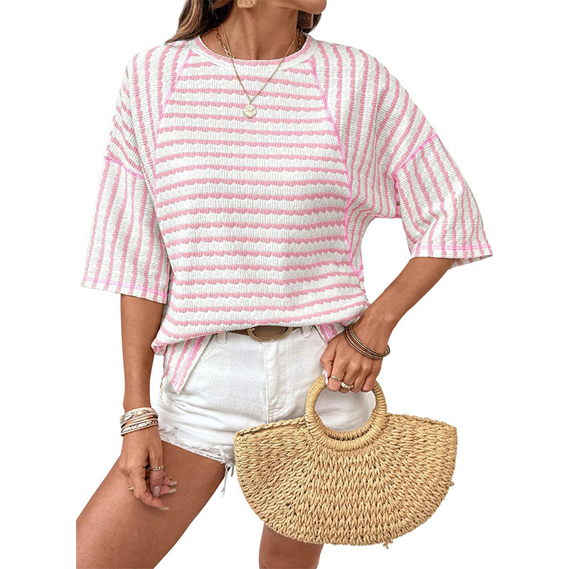 👚 50 % RABATT! 🔥 Damen-T-Shirt mit Streifen & lockerer Passform