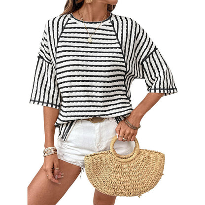 👚 50 % RABATT! 🔥 Damen-T-Shirt mit Streifen & lockerer Passform