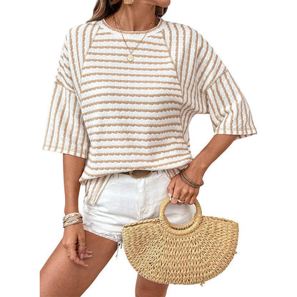 👚 50 % RABATT! 🔥 Damen-T-Shirt mit Streifen & lockerer Passform
