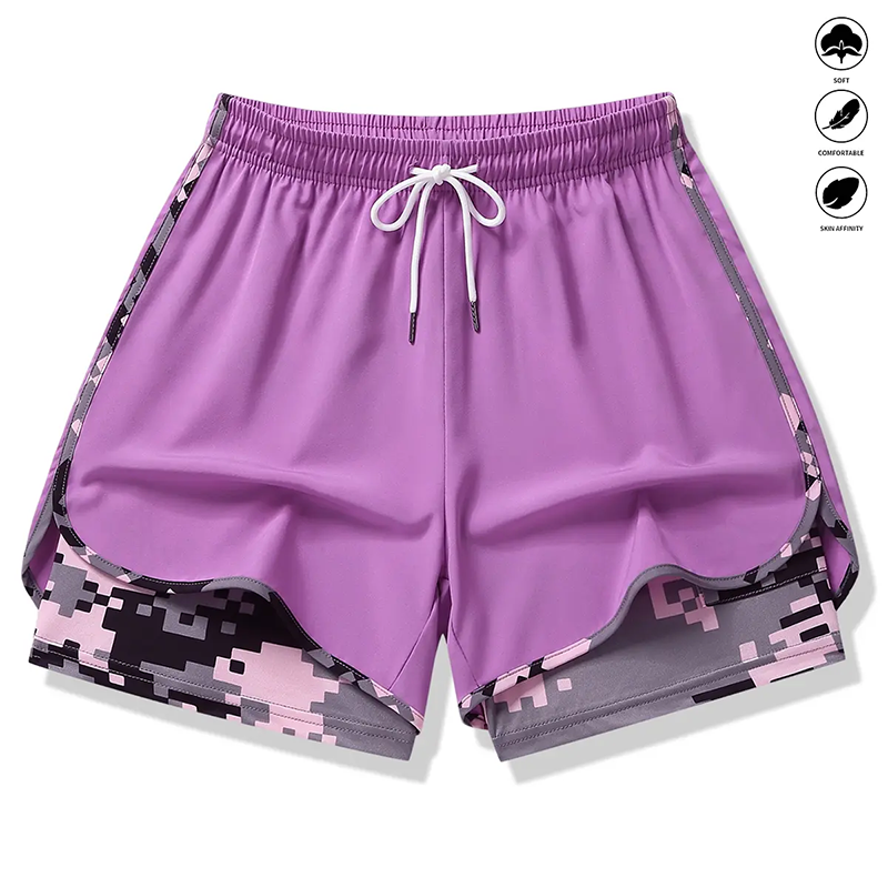50 % RABATT AUF 2-IN-1-SPORTSHORTS! 🔥 Atmungsaktives Material, Camouflage-Futter & Taschen für Damen 🏃‍♀️✨