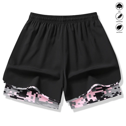 50 % RABATT AUF 2-IN-1-SPORTSHORTS! 🔥 Atmungsaktives Material, Camouflage-Futter & Taschen für Damen 🏃‍♀️✨