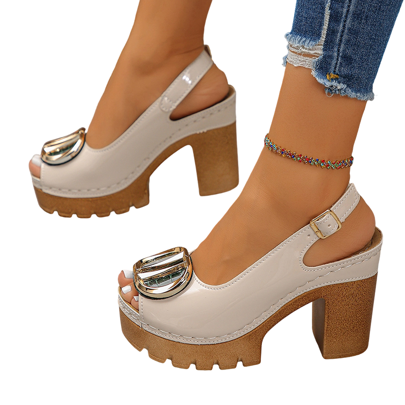 👠✨ Elegante Peep-Toe-Sandalen mit Schnallenabsatz – Perfekt für jeden Anlass!