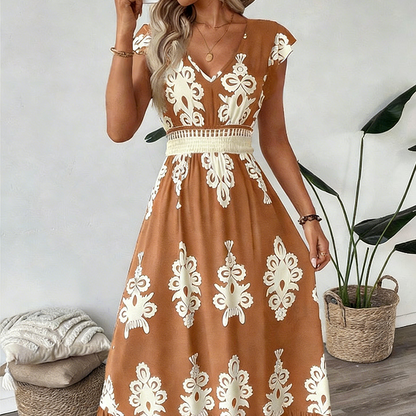 🌞👗 -50 % Sommer-Bestseller Barock Maxi Kleid mit V-Ausschnitt – taillierend, fließend & figurverschönernd