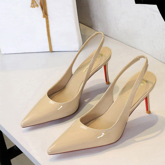 💎50% Rabatt 👠Lackleder-Stilettos mit spitzer Zehenpartie und Fersenriemen für Damen💃Ich bin die Königin – ich strahle vor Selbstbewusstsein👑