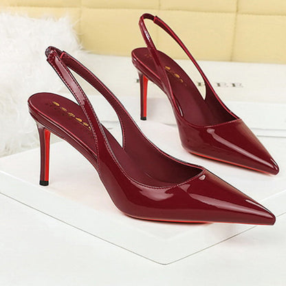 💎50% Rabatt 👠Lackleder-Stilettos mit spitzer Zehenpartie und Fersenriemen für Damen💃Ich bin die Königin – ich strahle vor Selbstbewusstsein👑