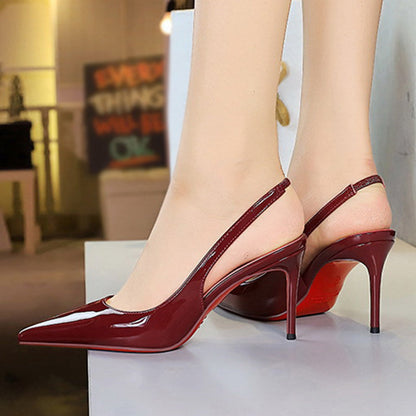💎50% Rabatt 👠Lackleder-Stilettos mit spitzer Zehenpartie und Fersenriemen für Damen💃Ich bin die Königin – ich strahle vor Selbstbewusstsein👑