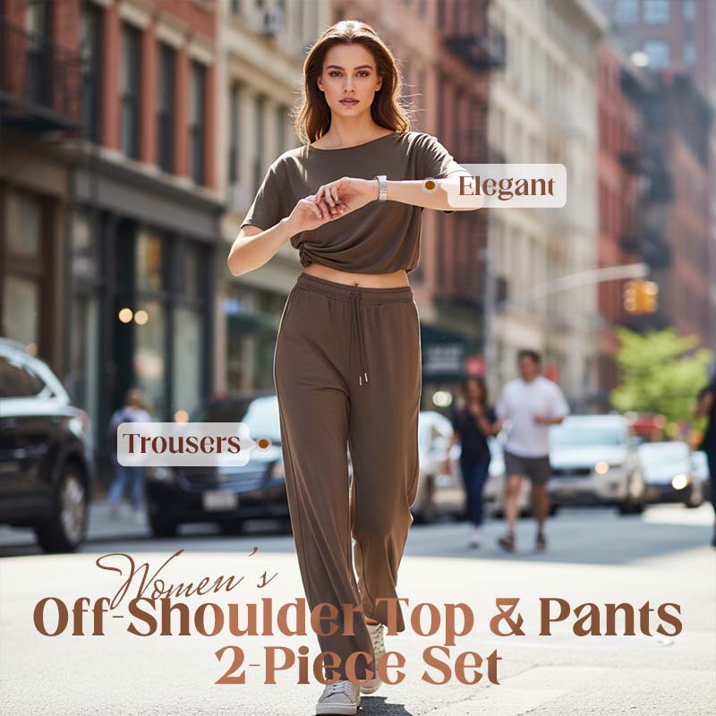 💃 2-teiliges Set – Schulterfreies Oberteil und Hose für Damen 🌟