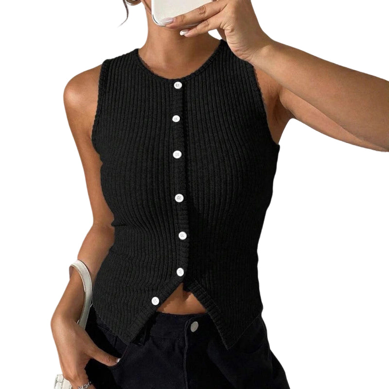 🔥 2026 NEUHEIT ✨ Damen geripptes Strickweste mit Knopfleiste ✨ Ärmelloses Top für jeden Anlass 💛
