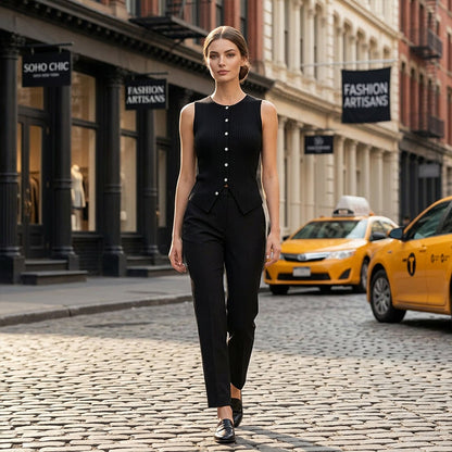 🔥 2026 NEUHEIT ✨ Damen geripptes Strickweste mit Knopfleiste ✨ Ärmelloses Top für jeden Anlass 💛