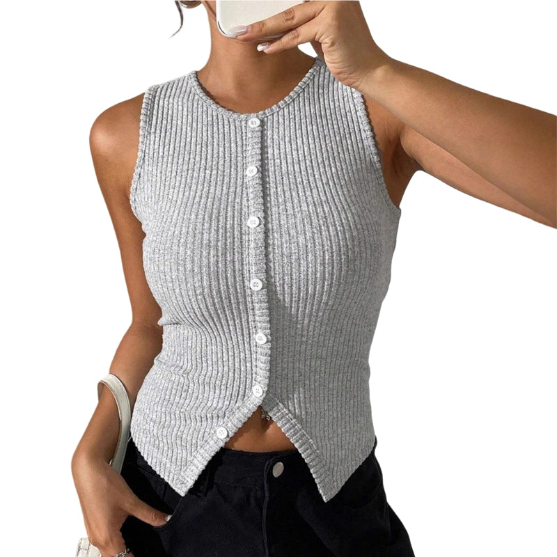 🔥 2026 NEUHEIT ✨ Damen geripptes Strickweste mit Knopfleiste ✨ Ärmelloses Top für jeden Anlass 💛