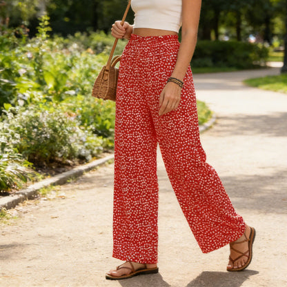 👗⏰ 50% RABATT nur für kurze Zeit! Damen-Hose mit gerafftem Hohem Bund & Weitem Bein – Leicht, vielseitig & eleganter Oversize-Style 🌿