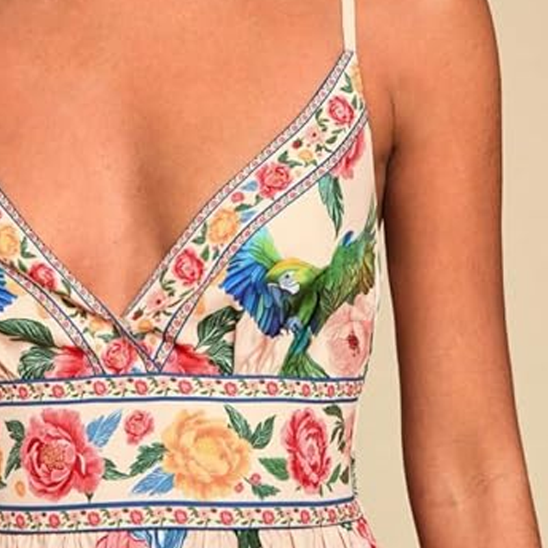 🌴 Elegantes Maxikleid für den Sommer 💖 V-Ausschnitt & Spaghettiträgern 👗