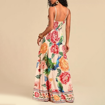 🌴 Elegantes Maxikleid für den Sommer 💖 V-Ausschnitt & Spaghettiträgern 👗