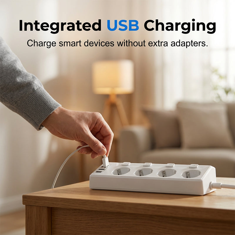 💡🔌 Steckdosenleiste mit 4 Steckdosen ✨ Einzelnen Schaltern & USB-Anschlüssen 📱