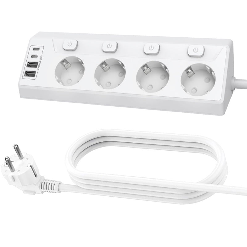 💡🔌 Steckdosenleiste mit 4 Steckdosen ✨ Einzelnen Schaltern & USB-Anschlüssen 📱