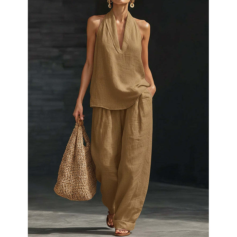 ✨ Zweiteiliges Set für Damen mit Neckholder-Ausschnitt 👗🔥