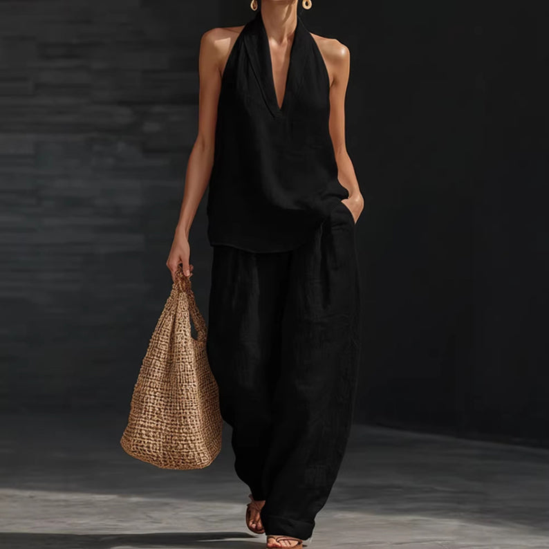 ✨ Zweiteiliges Set für Damen mit Neckholder-Ausschnitt 👗🔥