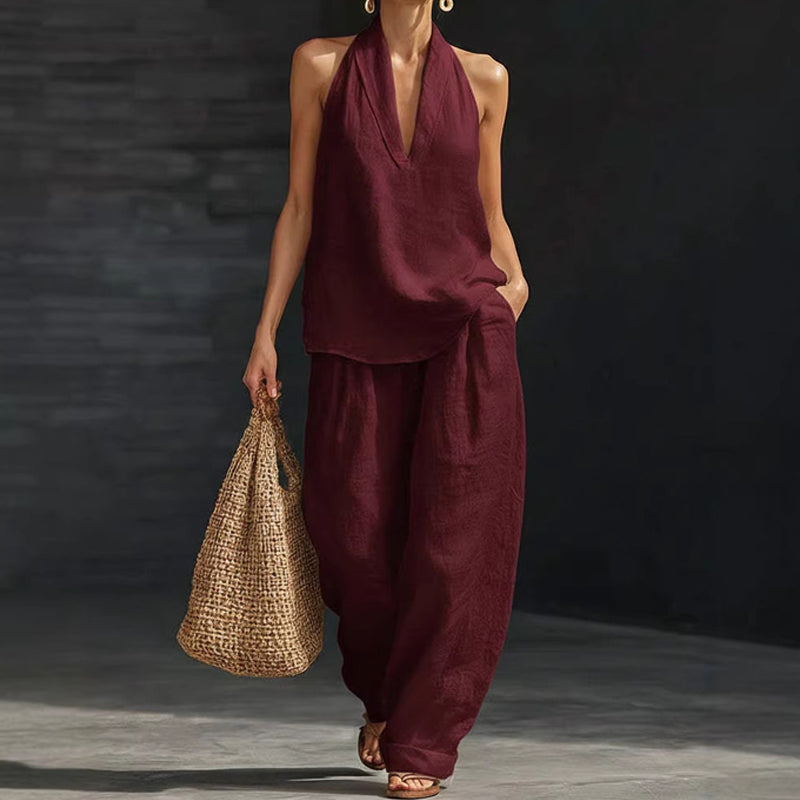 ✨ Zweiteiliges Set für Damen mit Neckholder-Ausschnitt 👗🔥