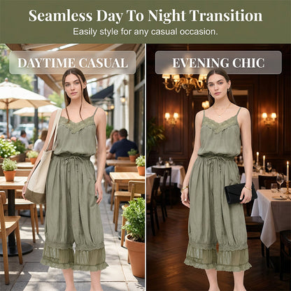 ✨ Lässiger Spitzen-Cami-Jumpsuit für Damen 👗🌸