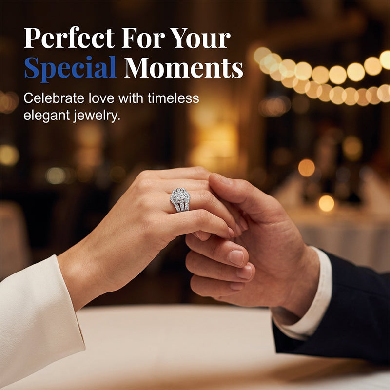 💍 50% RABATT! 💥 Damen Prinzessschliff Zirkonia Ring – Pavé-Fassung & mehrlagiges Band – Funkelndes Design, perfekt für Verlobung oder besondere Anlässe – zeitlose Eleganz ✨