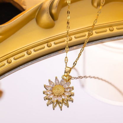 💛 Sonnenblumen-Kette für Damen – Dezenter Schmuck für Alltag, Büro und Freizeit