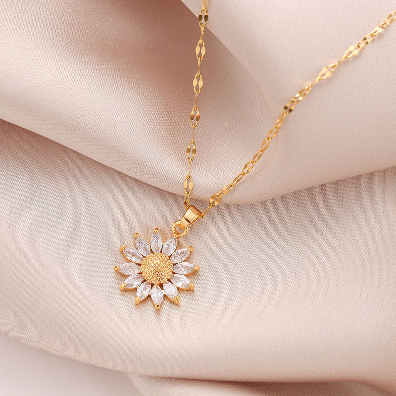 💛 Sonnenblumen-Kette für Damen – Dezenter Schmuck für Alltag, Büro und Freizeit