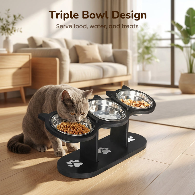 🐾50 % Rabatt!!🐱🐶 Rutschfester erhöhter Futtertrog 🥣 mit 3 Schalen für Haustiere 💖