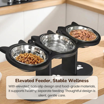 🐾50 % Rabatt!!🐱🐶 Rutschfester erhöhter Futtertrog 🥣 mit 3 Schalen für Haustiere 💖