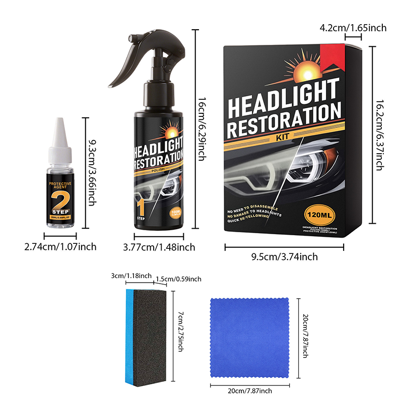 📢2 kaufen, 1 gratis – nur für kurze Zeit⏰ Auto-Scheinwerfer Pflegeset – tägliche Reinigung, Entfernung von Schmutz & UV-Schutz für klare Sicht 🚗✨