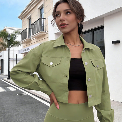 🧥✨ Einfarbige kurze Damen-Hemdjacke 🌸 Casual & Vielseitig