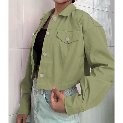 🧥✨ Einfarbige kurze Damen-Hemdjacke 🌸 Casual & Vielseitig