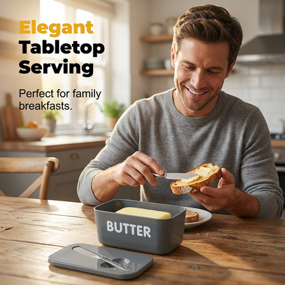 🍞🥄 Große Butterdose | Kunststoff mit Deckel und integriertem Messer