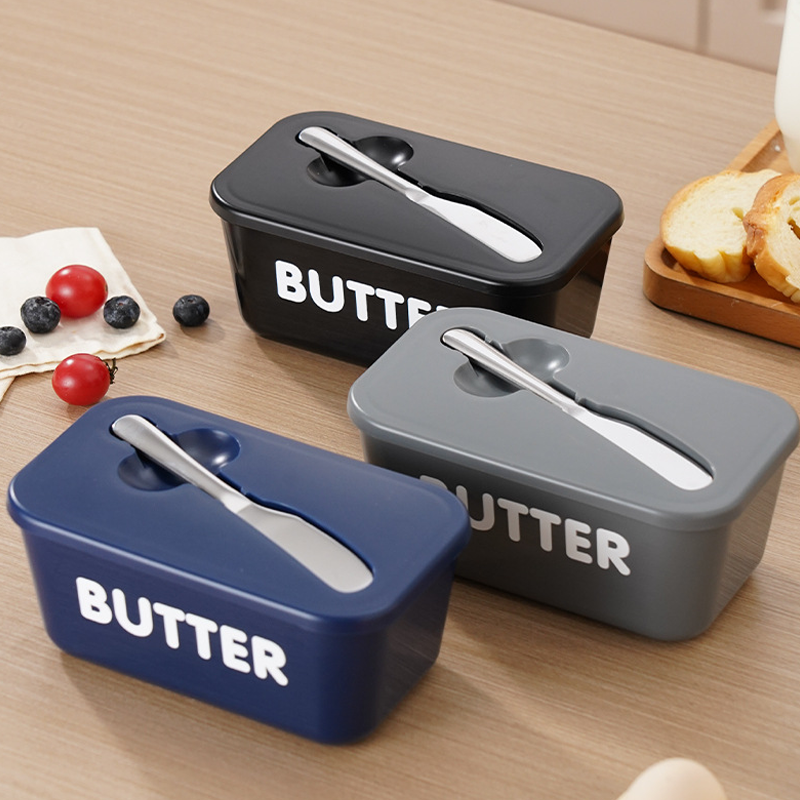 🍞🥄 Große Butterdose | Kunststoff mit Deckel und integriertem Messer