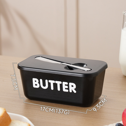 🍞🥄 Große Butterdose | Kunststoff mit Deckel und integriertem Messer