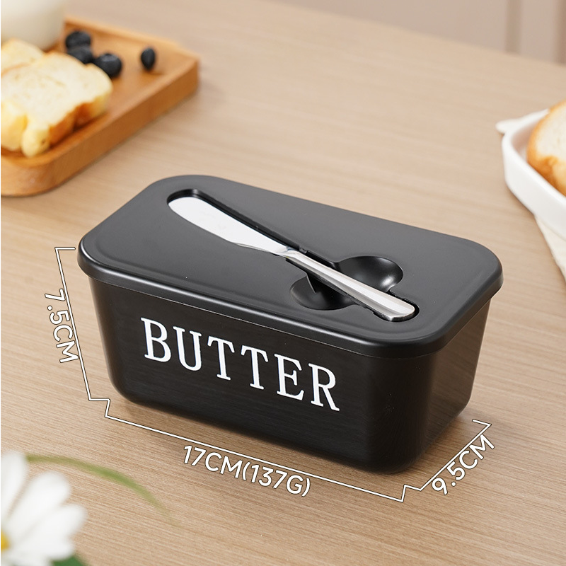 🍞🥄 Große Butterdose | Kunststoff mit Deckel und integriertem Messer