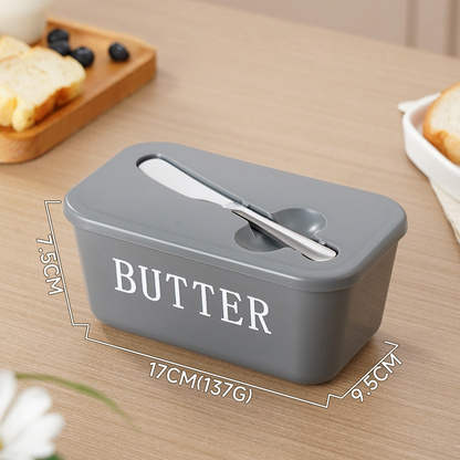 🍞🥄 Große Butterdose | Kunststoff mit Deckel und integriertem Messer