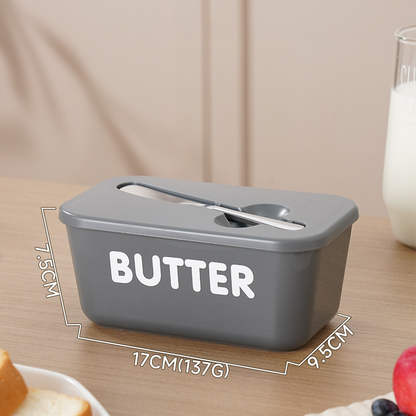🍞🥄 Große Butterdose | Kunststoff mit Deckel und integriertem Messer