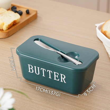 🍞🥄 Große Butterdose | Kunststoff mit Deckel und integriertem Messer