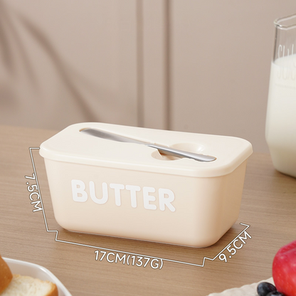 🍞🥄 Große Butterdose | Kunststoff mit Deckel und integriertem Messer
