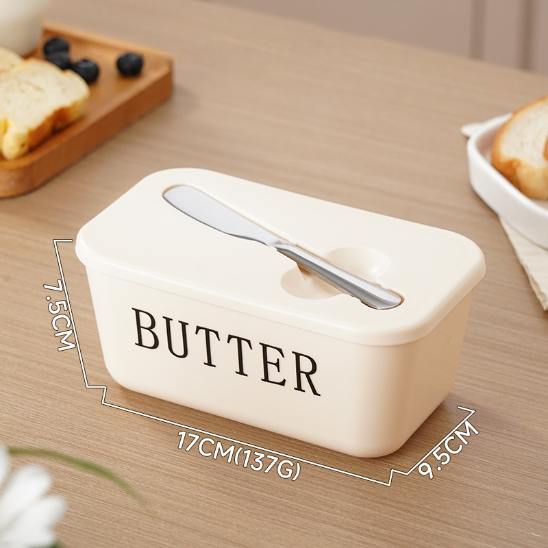 🍞🥄 Große Butterdose | Kunststoff mit Deckel und integriertem Messer