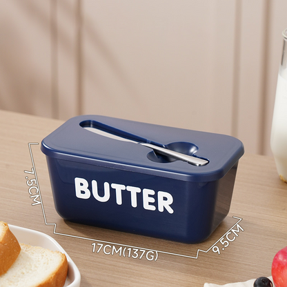 🍞🥄 Große Butterdose | Kunststoff mit Deckel und integriertem Messer
