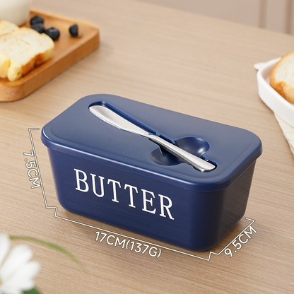 🍞🥄 Große Butterdose | Kunststoff mit Deckel und integriertem Messer