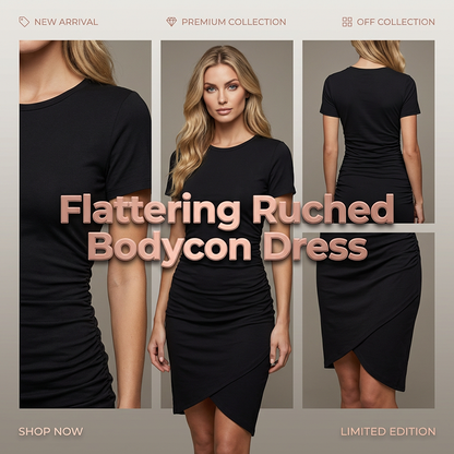 🌸 Damen Kurzarm-Kleid mit Raffungen ✨ figurbetont, bequem & vielseitig 💼 ideal für Alltag, Büro & Ausgehen👗