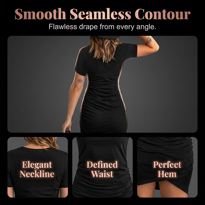 🌸 Damen Kurzarm-Kleid mit Raffungen ✨ figurbetont, bequem & vielseitig 💼 ideal für Alltag, Büro & Ausgehen👗