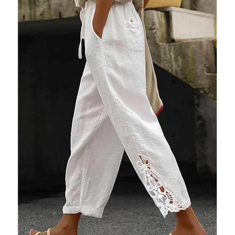 🥳2026 HEISSER VERKAUF🥳💞50 % Rabatt-ÜBER 50K+ VERKAUFT!✨🔥Damenhose mit Spitzenbesatz und Kordelzug