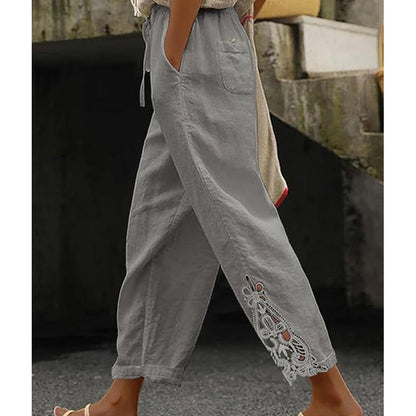 🥳2026 HEISSER VERKAUF🥳💞50 % Rabatt-ÜBER 50K+ VERKAUFT!✨🔥Damenhose mit Spitzenbesatz und Kordelzug