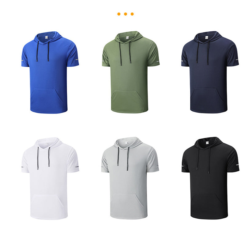 Herren Freizeit-Hoodie mit Kurzarm – schnelltrocknend, leicht & atmungsaktiv – ideal für Sport, Alltag & Reisen👕🏃‍♂️